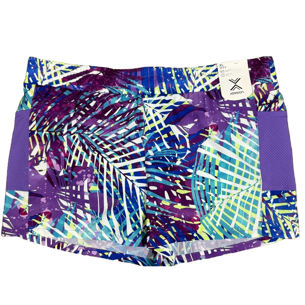 Xersion Purple Leaf Print Athletic Shorts SKU0424